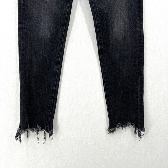 MOUSSY VINTAGE Staley Tapered Straight Leg Jeans Women 26 Black Cropped Distress - Picture 8 of 16